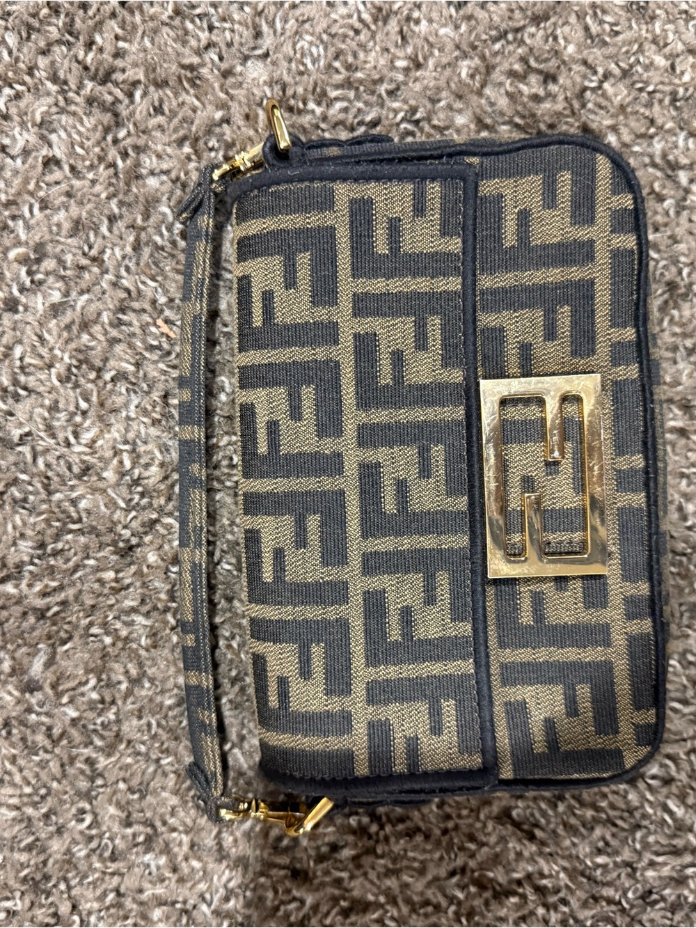 Fendi Zucca FF canvas mini/micro baguette-style shoulder bag